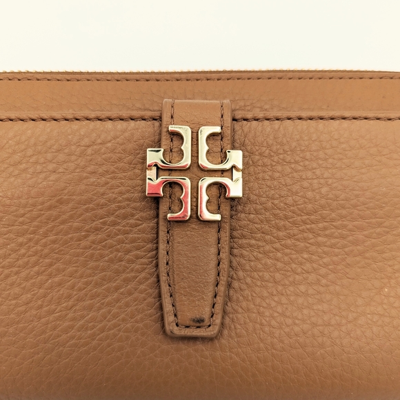 TORY BURCH Continental Zip Around Soft Leather Wallet Brown Tan Office Siren - Picture 6 of 8